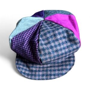 Vintage M Gregg oversized flop hat. 70s 80s Multi Fabric 6 Panel Women’s Hat M/L